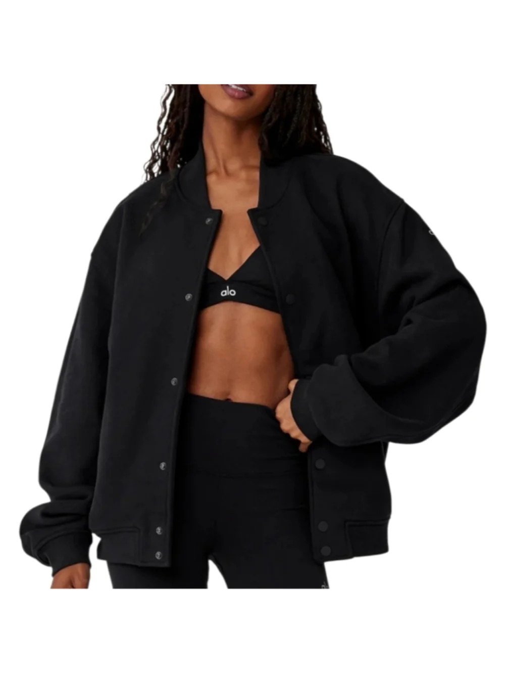 Alo Yoga Field Jacket Gym Workout NWT Womens Size L - Black